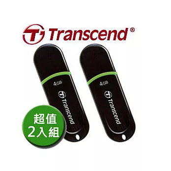 創見 JetFlash 300 4GB 黑色流線碟 (超值2入組)
