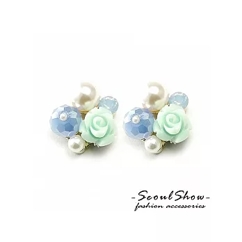 【Seoul Show】韓國直送 法式花園針式耳環 (藍色)