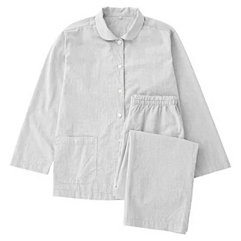 [MUJI 無印良品]女棉布帛睡衣灰x白M