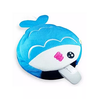 USB KISS魚造型 保暖滑鼠墊-粉藍