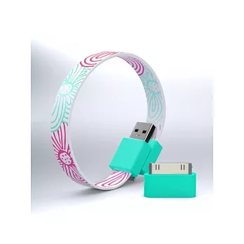 Mohzy USB環狀傳輸線/花朵條紋/附轉接頭