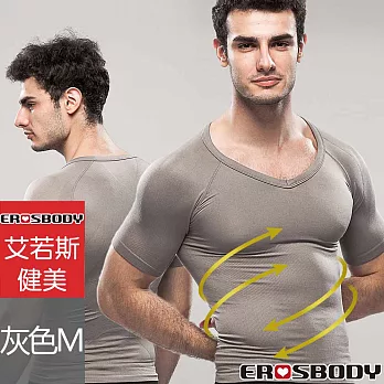 【EROSBODY】艾若斯健美 男士短袖塑身衣(灰色M)