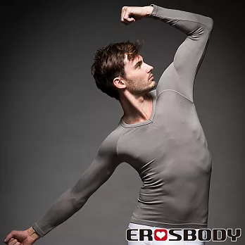 【EROSBODY】艾若斯健美 男士長袖塑身衣(灰色- S)