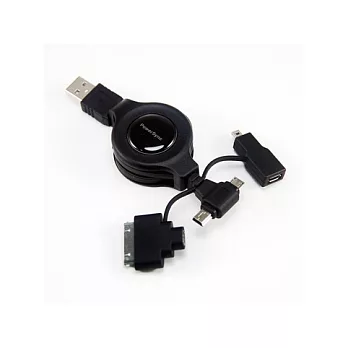 群加UAM58IP-08R T型傳輸充電兩用易拉線 0.8M +mini 8pin +30pin轉接頭