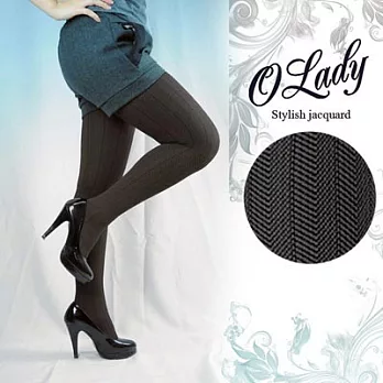 【OLady】秋冬百搭緹花造型褲襪-鋸齒狀直紋