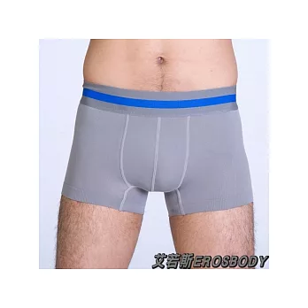 【EROSBODY】艾若斯健美男士專用四角平口塑身緊身褲(灰-S)