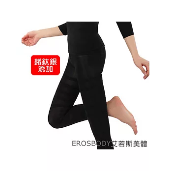 【EROSBODY】艾若斯健美凹凸橫紋織法靜脈曲張美腿褲-九分黑色-L
