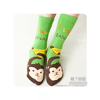 【靴下部屋】香蕉猴子洋娃娃˙止滑保溫室內襪-綠色如網頁標示