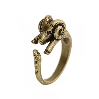 【A+ accessories】頑皮家族-韓國幸運動物造型戒指(古銅/綿羊)