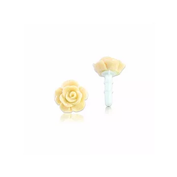 薔薇花造型 3.5mm 耳機孔防塵塞-奶油色