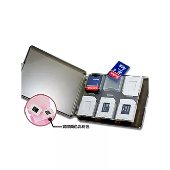 12片裝記憶卡保存盒 (晶透粉) + SD單卡讀卡機