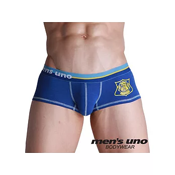 【men’s uno BODYWEAR】黃色徽章圖案藍色四角褲/S