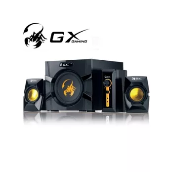 GX Gaming SW-G2.1 3000 轟天絕世巨炮型(3000W)-金色燦爛飛蠍重低音喇叭組(4件式)-憾動你的心臟的聲音!