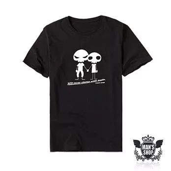 【男人幫】T0294*自創品牌【骨頭人情侶短T】黑色4XL