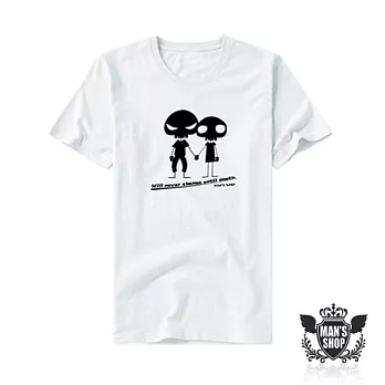 【男人幫】T0294*自創品牌【骨頭人情侶短T】白色XL