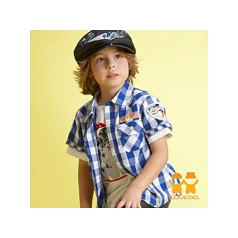 【LOVEDO-艾唯多童裝】個性休閒 藍色格紋襯衫-3號