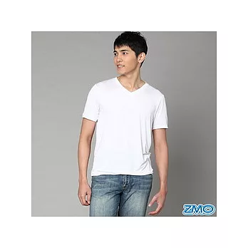 ZMO 親膚散熱排汗舒適V領T-shirt(US115WW)(白)L號
