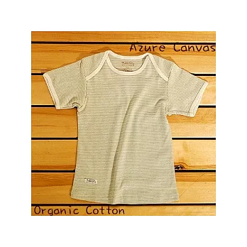 【藍天畫布】100%有機彩棉嬰幼兒短袖T恤-綠條紋80cm