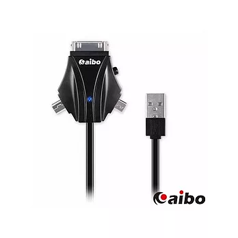 aibo 三合一 USB充電/資料傳輸線(含切換器)-黑色