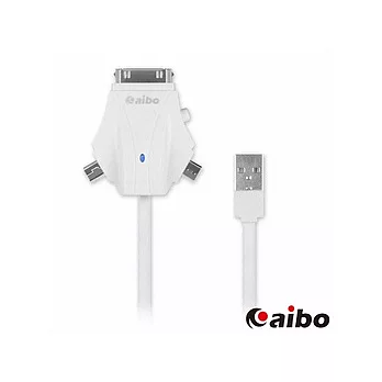 aibo 三合一 USB充電/資料傳輸線(含切換器)-白色