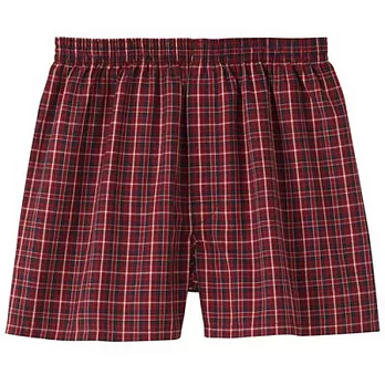 [MUJI 無印良品]男棉布帛平口內褲紅格紋M