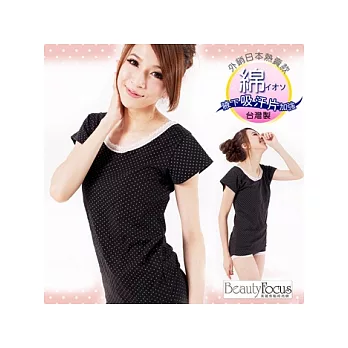 BeautyFoucs外銷日本款★點點風三分袖上衣8682-黑色(M-L)