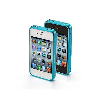 Bosvision iPhone 4/4S 滑蓋式 鋁合金邊框鋁保護殼 (藍)