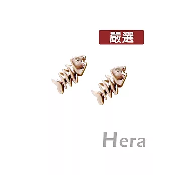 【Hera】浪漫悠遊簡約可愛魚骨頭造型耳環 (金色)