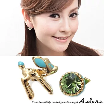 【A.dore】萊茵薔薇˙小鹿花園水晶耳環-薄荷藍綠˙耳針式