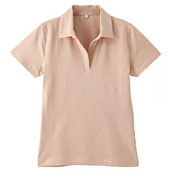 [MUJI 無印良品]女棉不易汗染V領POLO衫粉紅S