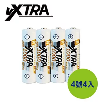 VXTRA 4號高容量1000mAh低自放充電電池(4顆入)