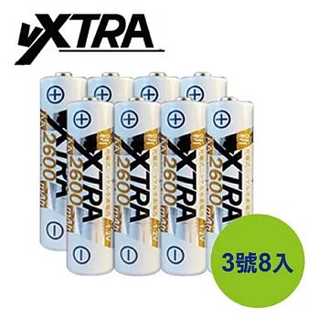 VXTRA 3號高容量2600mAh低自放充電電池(8顆入)