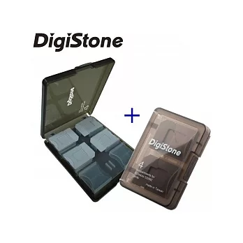 ◆優惠組合◆DigiStone A級 多功能記憶卡收納盒12片裝/冰透黑x1+4片裝/冰透黑x1=台灣製造,品質保證
