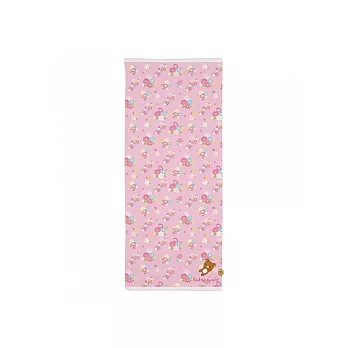 San-X 懶熊假日野餐系列刺繡長方巾。粉