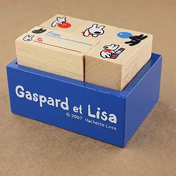 藍色Lisa狗木頭印章