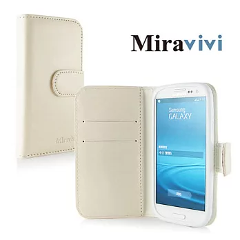 Miravivi SAMSUNG Galaxy S3 i9300專用筆記本式皮套奶油白
