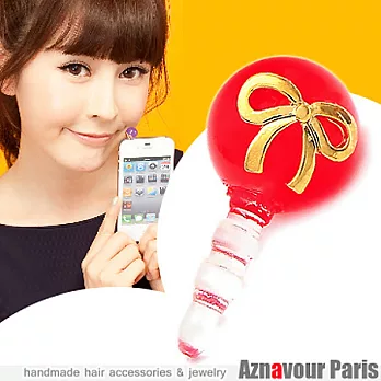 【Aznavour】Q蝴蝶結˙手機耳機防塵塞-RED