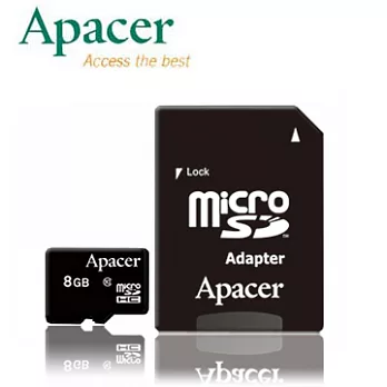 Apacer 宇瞻 8GB MicroSDHC Class10 記憶卡加碼送保護貼