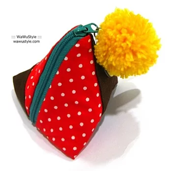 WaWu 包粽包/鑰匙零錢包(紅色點點)(蛋黃)紅色點點(蛋黃)