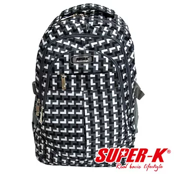【Party World】《SUPER-K》經典格紋後背包SHB21496黑/白