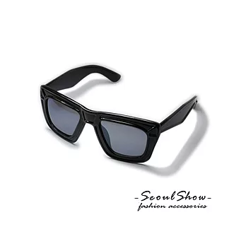 【Seoul Show】前衛覺醒透名鏡框 單色色調太陽眼鏡(77261-素面黑)