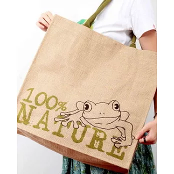 【KK Jute Bag 潮麻包】可愛青蛙肩背手提二用包