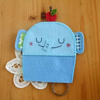 大象鑰匙包－藍色(不織布材料包)