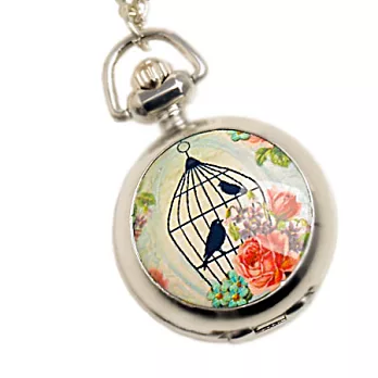 Watch-123 玫瑰籠鳥-宮廷歐風項鍊懷錶