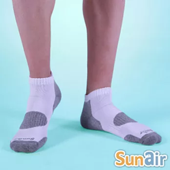 sunair 第三代健康除臭襪子 自行車款短襪 (白+淺灰)
