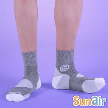 sunair 第三代健康除臭襪子 自行車款1/2筒 (淺灰+白)