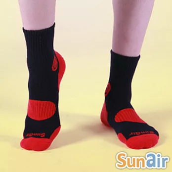sunair 第三代健康除臭襪 自行車款1/2筒 (黑+紅)