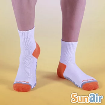 sunair 第三代健康除臭襪 慢跑襪款1/2筒 (白+橙+淺灰)