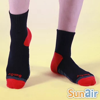 sunair 第三代健康除臭襪 慢跑襪款1/2筒 (黑+紅+深灰)