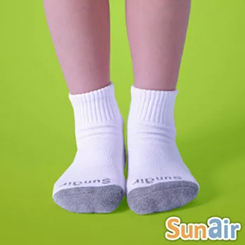 sunair 第三代健康除臭襪 標準型運動童襪1/2筒 (白+淺灰)